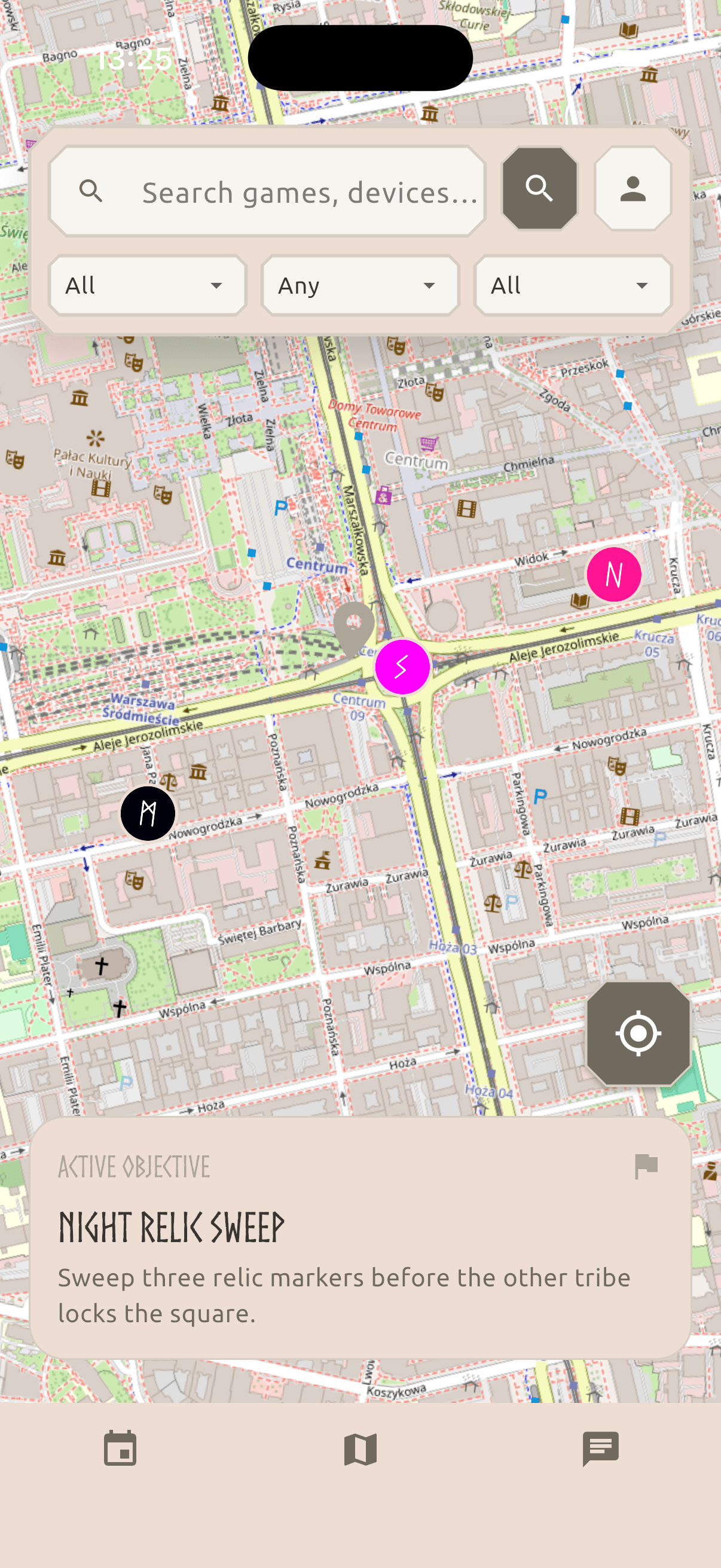 Widok mapy w Runa app